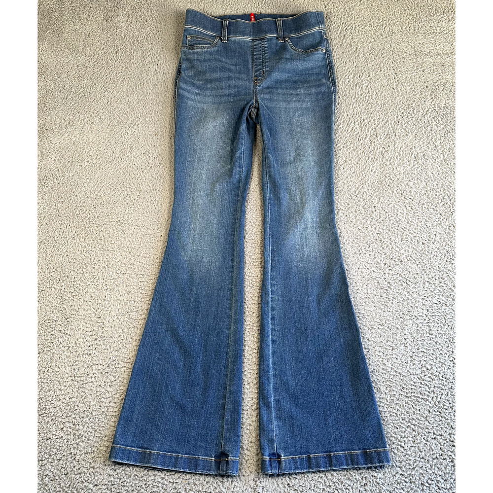 Spanx Jeggings Women's Medium Blue Flare Pull On Jeans Shaping Legging